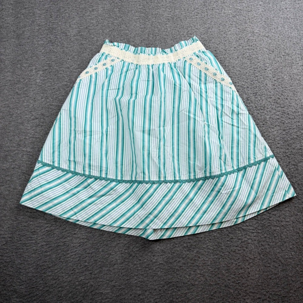 Axes Femme Kids Skirt Girls 150 Teal White Striped Lace Trim A-Line TC271X18K0
